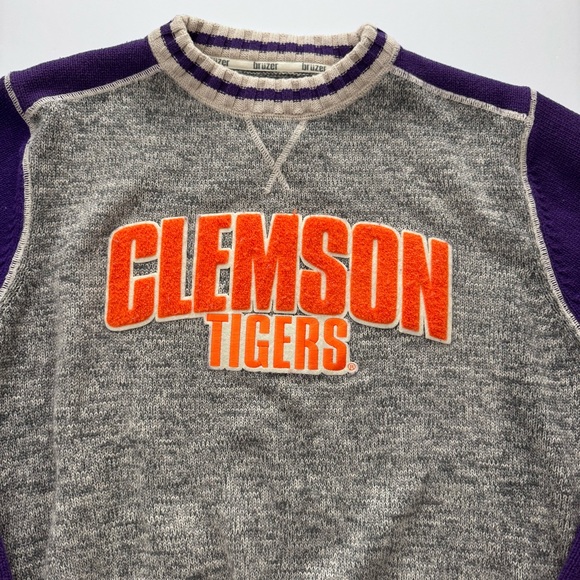 Vintage Clemson Tigers Oversized Varsity Knit Sweater 100% cotton sz L - Picture 2 of 8